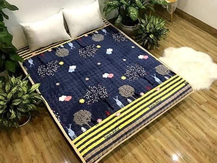 -THẢM NỈ  ĐA NĂNG NHUNG HOA TRẢI GIƯỜNG -GA TRẢI GIƯỜNG 2IN1-giao màu ngẫu nhiên