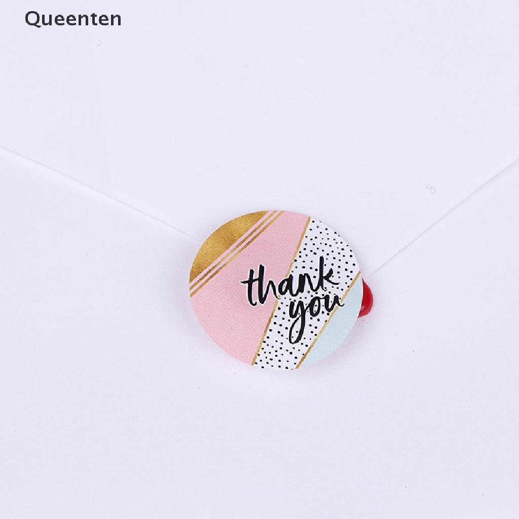 Queenten 500pcs/roll Pink plaid Stickers for seal label Sealing decoration Sticker QT