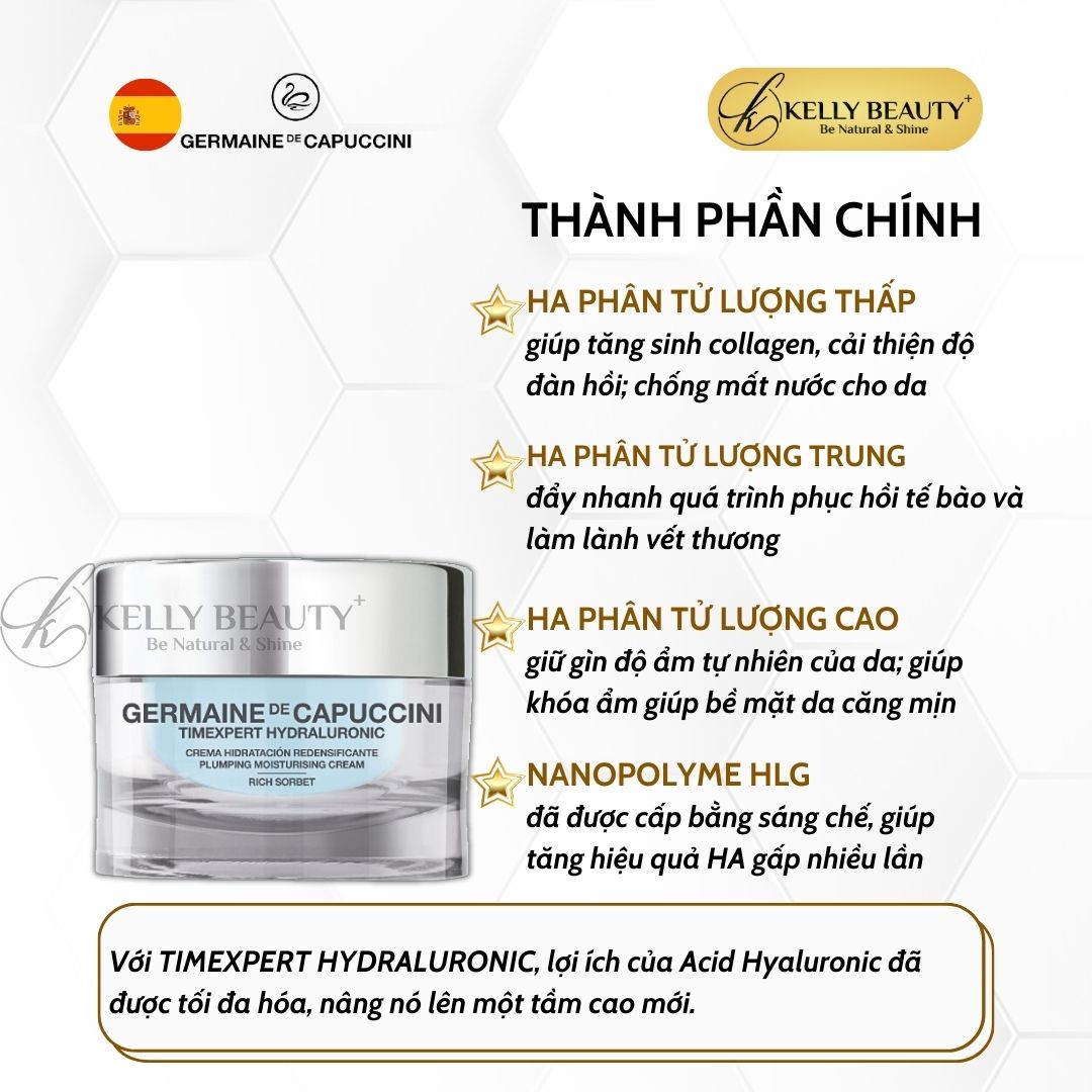 Kem Cấp Ẩm Cho Da Khô Timexpert Hydraluronic Rich Sorbet - Germaine de Capuccini | Kelly Beauty
