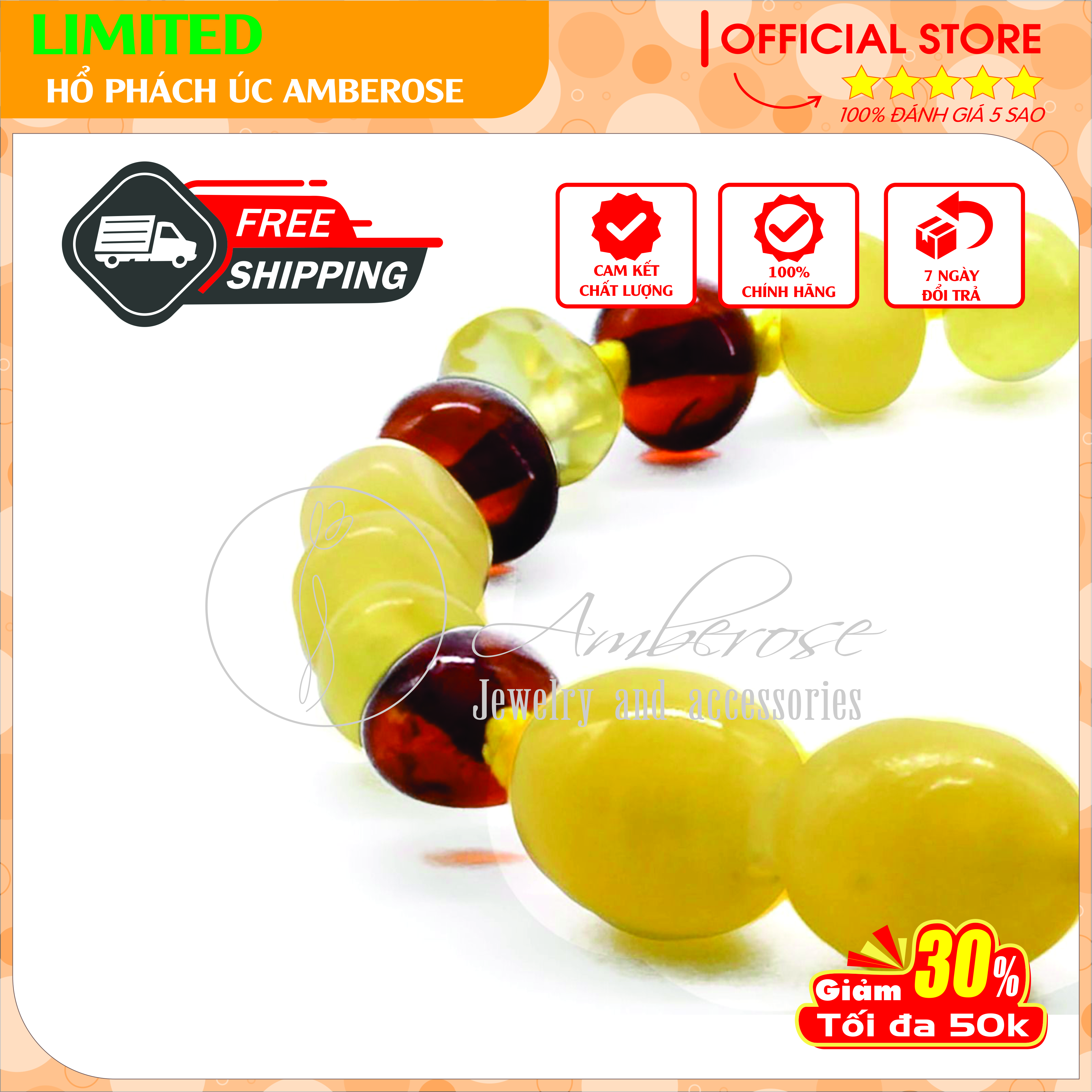 Bộ Vòng Amber Úc Cho Bé 0 - 10 tuổi ( Mẫu Đặc Biệt ) SABLMT20