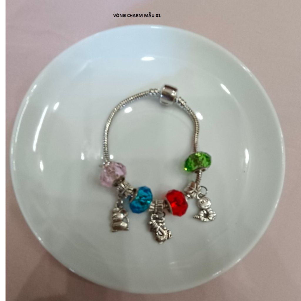 Vòng tay Charm mix pha lê màu - Nhiều mẫu đa dạng