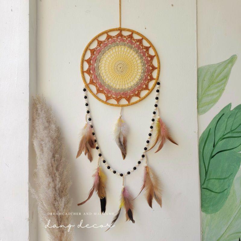 Set dreamcatcher trang trí nhà cửa tông màu hồng đất pastel phong cách vintage