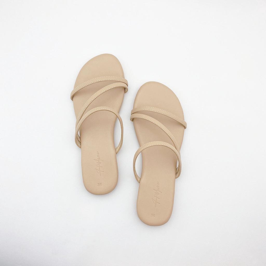 Dép sandal nữ đẹp thời trang đi biển đế bệt dây mảnh quai ngang chính hãng S027