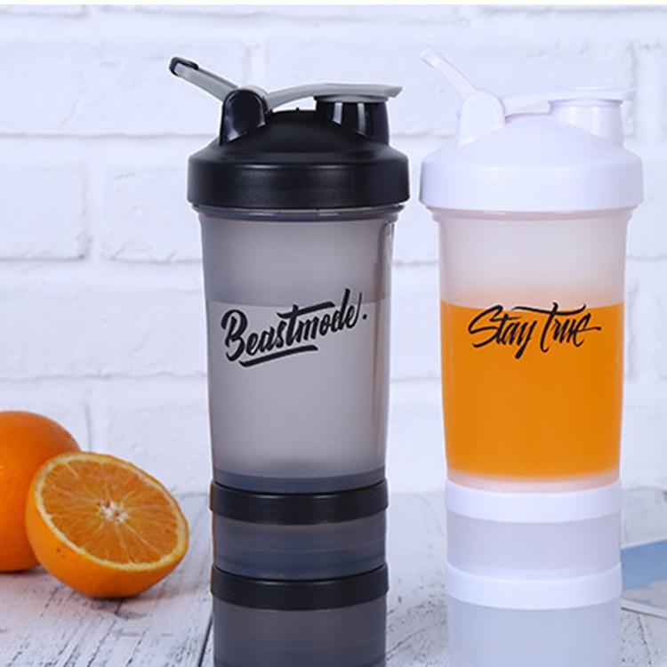 Bình nước thể thao - bình nước tập gym 3 ngăn 650ml
