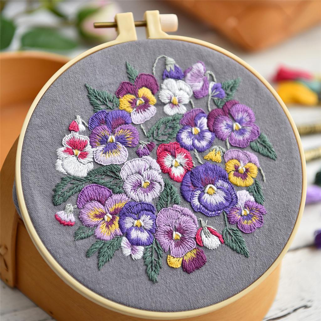Starter Embroidery Set Cross Stitch Kit Craft DIY Tools -Threads, Fabric,