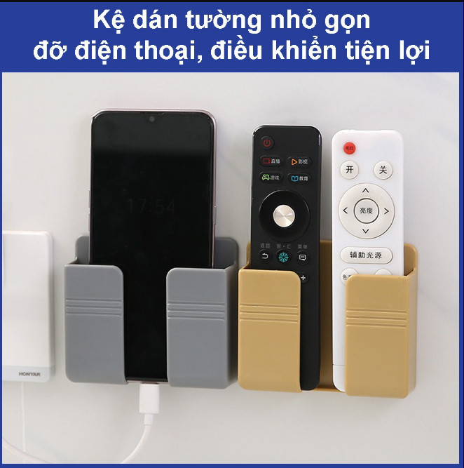 Kệ Dán Tường Đa Năng Giá Để Điện Thoại Điều Khiển Remote Khay Dán Tường Tiện Lợi