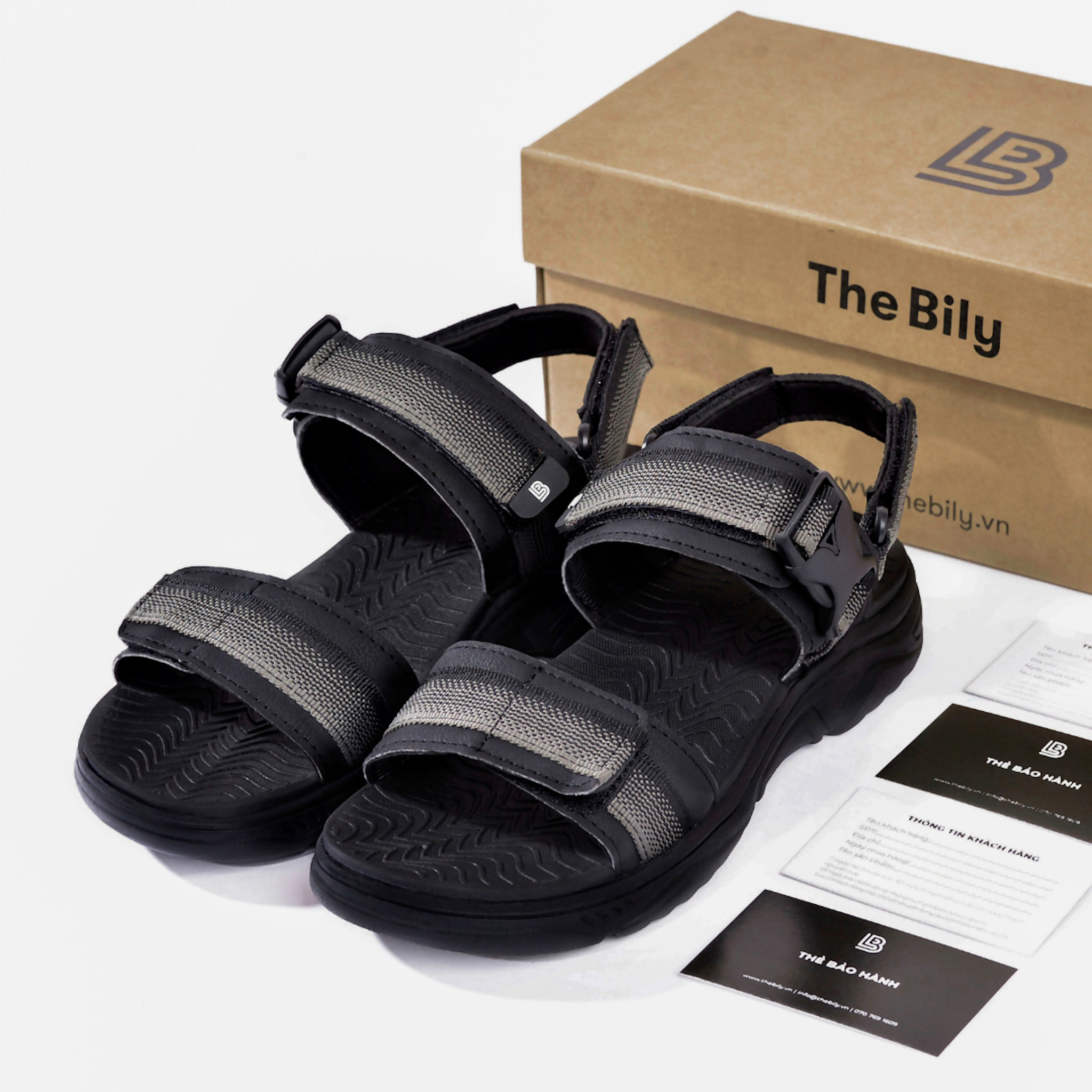 Giày Sandal Nam The Bily Quai Ngang - Xám Thổ Cẩm BL03XTC