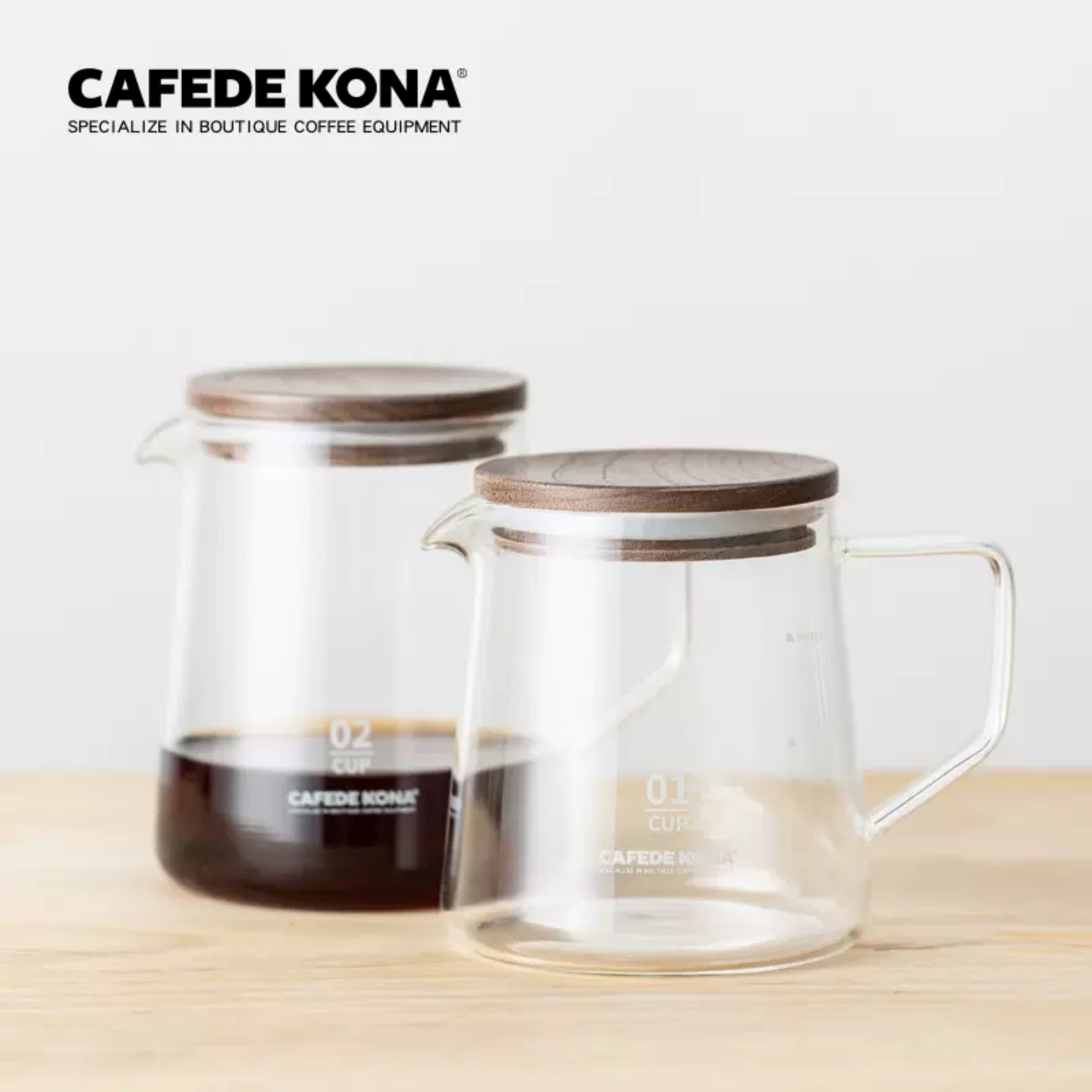 Bình thuỷ tinh phục vụ cà phê có nắp gỗ Cafede Kona