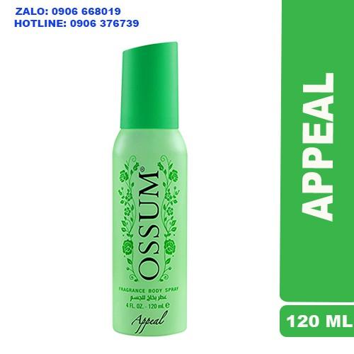 NƯỚC HOA XỊT THƠM CƠ THỂ DÀNH CHO NAM - OSSUM APPEAL 120ML