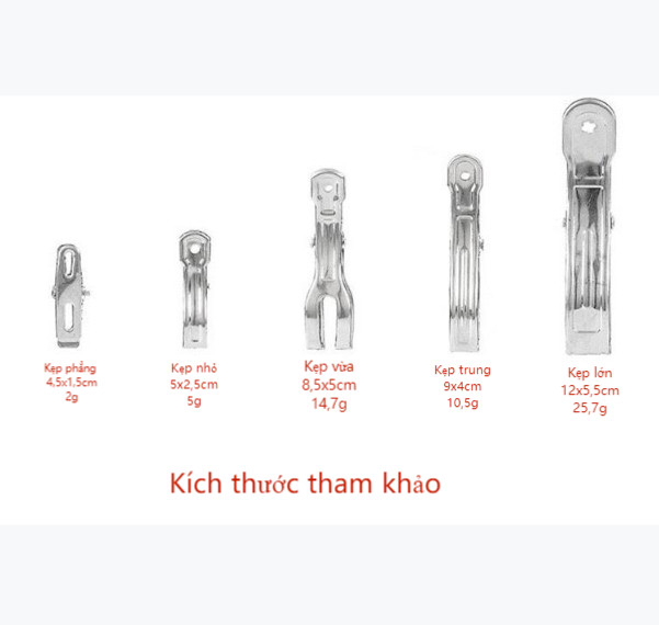 Kẹp phơi quần áo chăn mền inox - Kẹp treo đồ đa năng nhiều cỡ