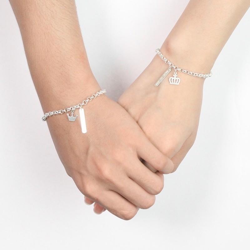 Lắc tay đôi bạc, vòng tay cặp nam nữ bạc ta sáng đẹp, trang sức Minh Thoa Jewelry