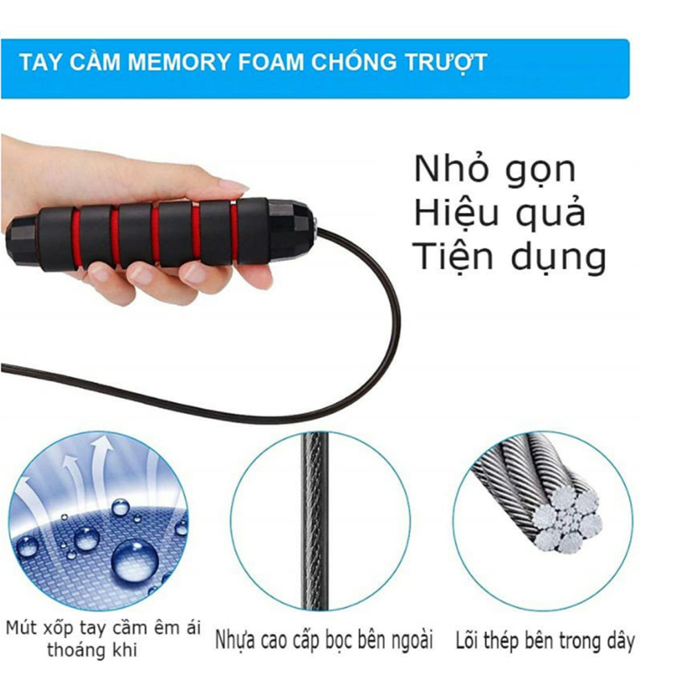 Dây nhảy thể dục lõi thép có thể điều chỉnh độ dài 2.8m không bị rối