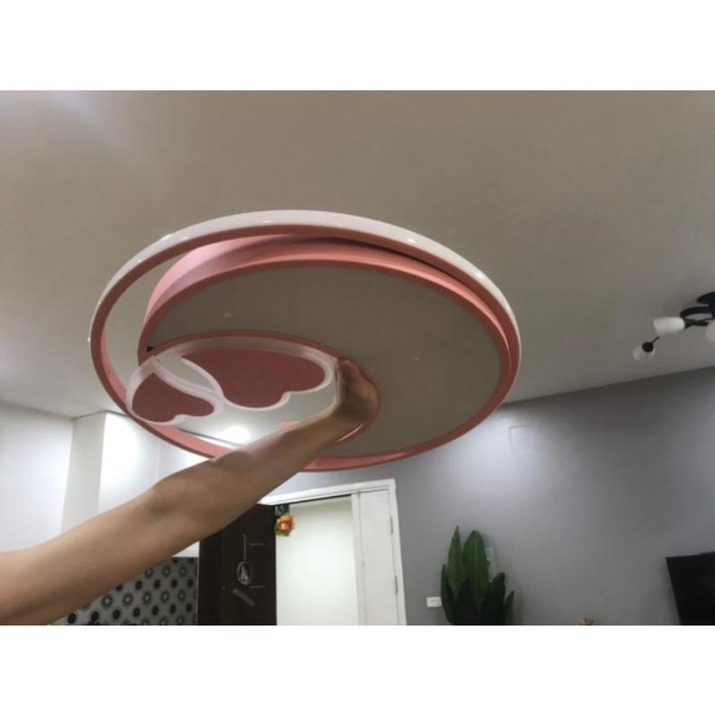 Đèn ốp trần phòng nghỉ trẻ con hình trăng hồng 3 hình thức năng lượng MN086- DT