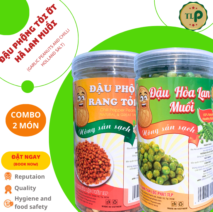 ĐẬU PHỘNG TỎI ỚT HŨ 300G VÀ ĐẬU HÀ LAN RANG MUỐI HŨ 300G TÂN LỘC PHÁT