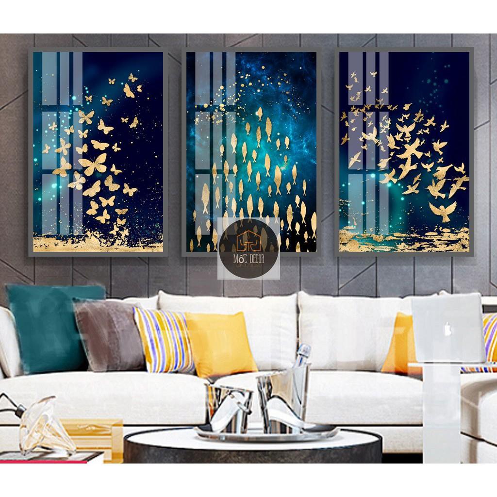 Xả tranh tráng gương siêu to khổng lồ bộ 3 bức 70x100cm
