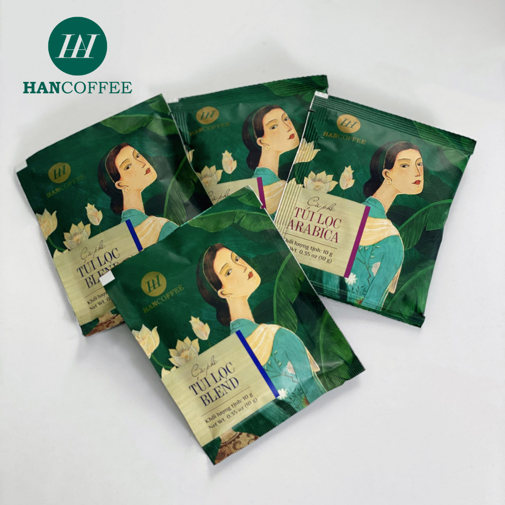 Cà Phê phin HANCOFFEE Giấy Túi Lọc Nguyên Chất Tiện Lợi Blend Đắng Nhẹ, Ngọt Sâu Hộp 5/10 gói - HND2(S