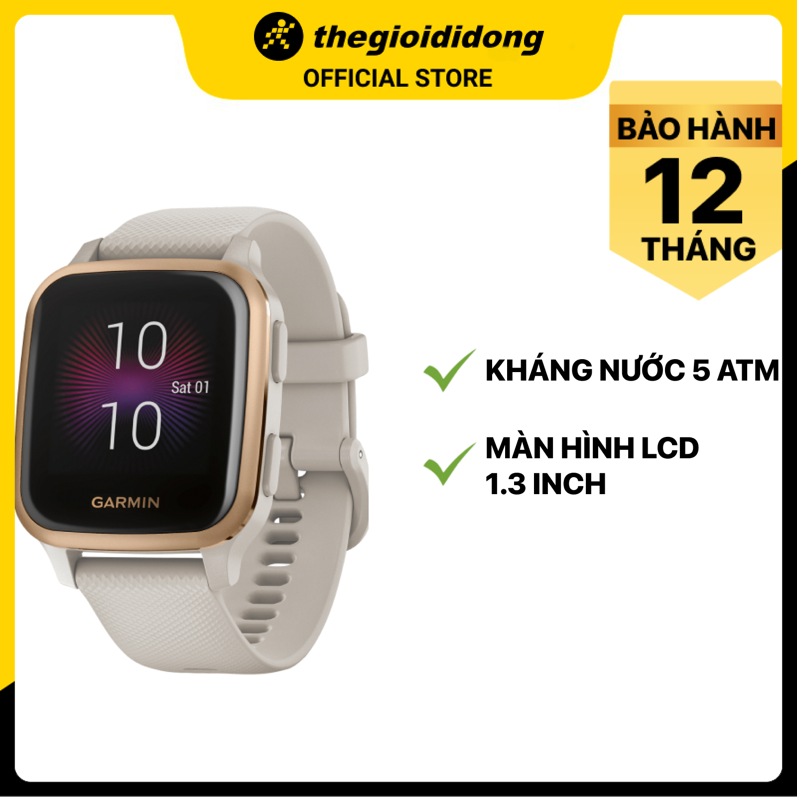 Đồng hồ thông minh Garmin Venu SQ Music dây silicone vàng - Hàng chính hãng