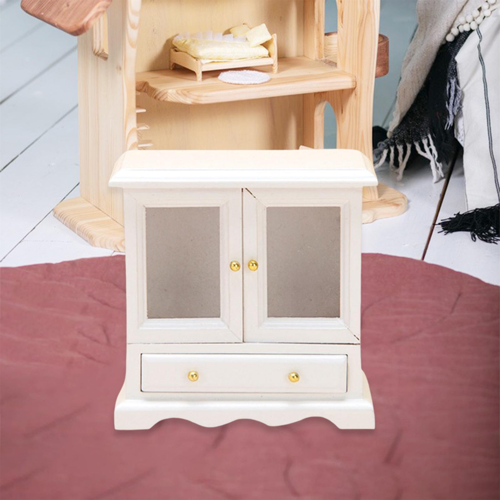 1/12 Scale Dollhouse Cupboard Cabinet Shelf Wood Model for Kitchen
