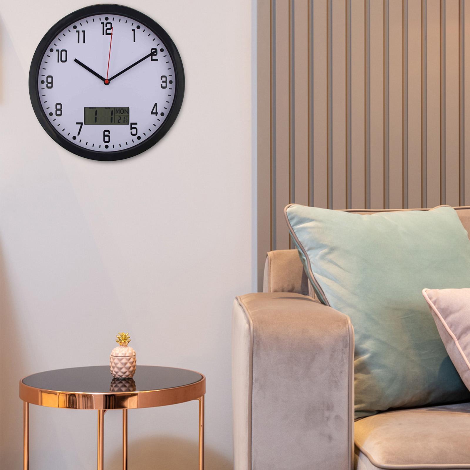 Modern Minimalist Wall Clock with Date and Temperature Large Display Clocks