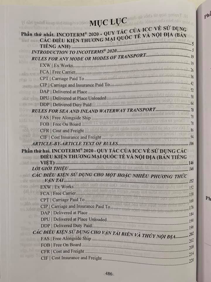 Incoterms 2020 - Quy tắc của ICC về sử dụng các điều kiện thương mại quốc tế và nội địa (Song ngữ Anh - Việt)