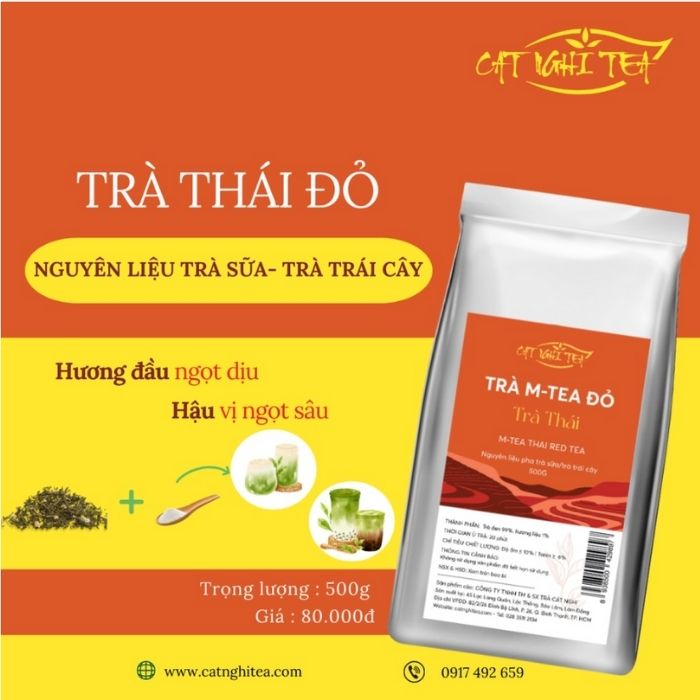 Trà Thái Đỏ [500g - vị trà Thái ngọt dịu] Trà đen CAT NGHI TEA, Nguyên liệu chuẩn pha trà sữa và trà trái cây thơm ngon