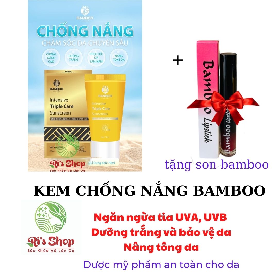 [TẶNG SON] KEM CHỐNG NẮNG DƯỢC MỸ PHẨM BAMBOOO (MẪU 2021) - BẢO VỆ LÀN DA DƯỚI ÁNH NẮNG, NGĂN SẠM DA, LÃO HÓA DA, UNG THƯ DA - DƯỠNG ẨM VÀ CHĂM SÓC DA CHUYÊN SÂU