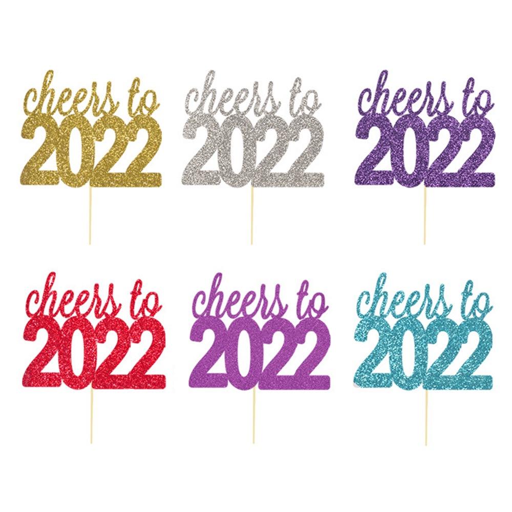 Thẻ trang trí bánh kem mừng năm mới, sinh nhật, giáng sinh 6cm 2022