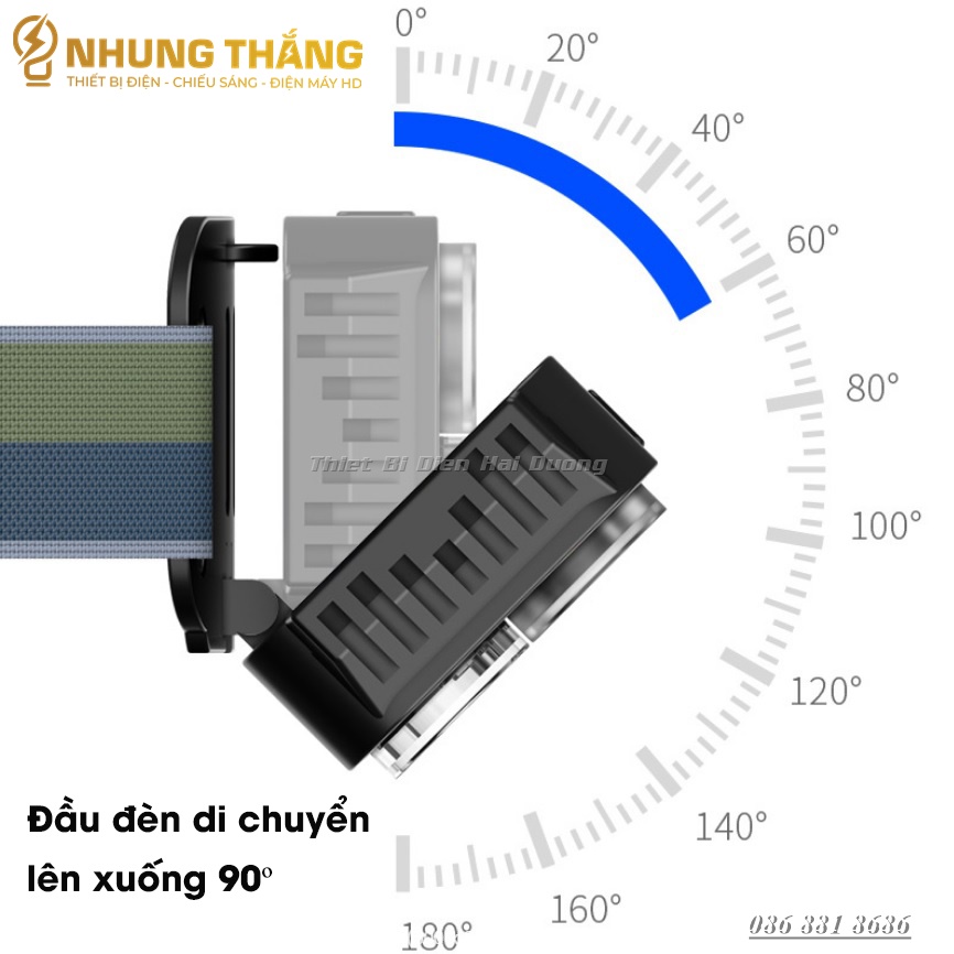 Đèn Pha Đội Đầu Xoay Cảm Ứng TD16602 - 7 Chế độ sáng - Chip LED Siêu Sáng - Dung lượng Pin Lớn - CÓ VIDEO