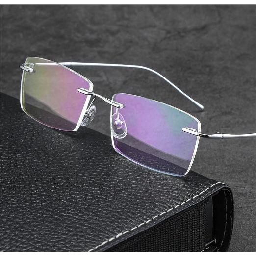 Gọng kính TITANIUM cao cấp KT100UNIQUI Bạc sáng silver gọng khoan không vành