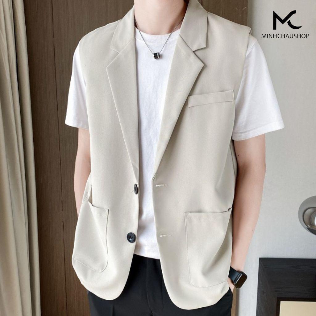 Gile nam cổ vest, Gile nam nữ cộc tay, chất liệu Polyester dáng suông không nhăn, không nhàu, không phai màu, mã N47