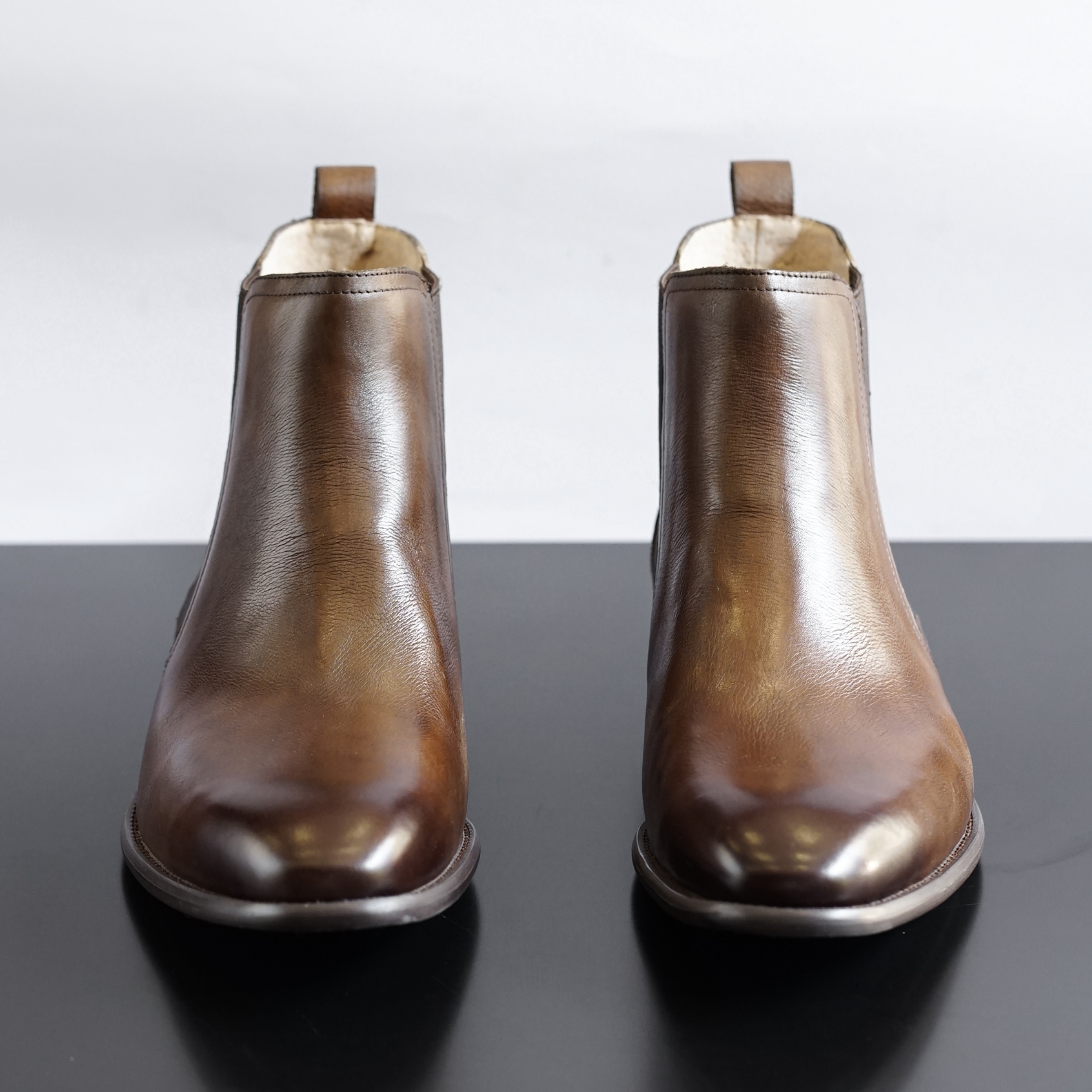 Giày Da Nam Chelsea Boot BK Da Thật Đánh Màu Patina Olive