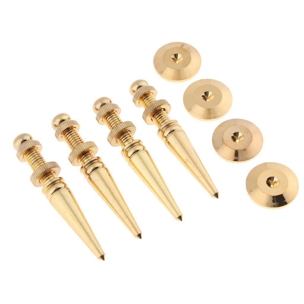 Set of 8 M8 Floor Speaker Subwoofer Stand Spikes Feet Shockproof Pads Gold