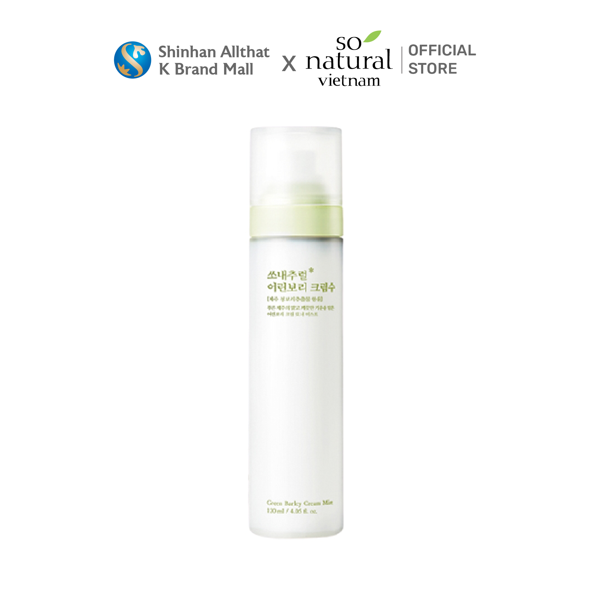 Xịt Khoáng Cấp Ẩm Dưỡng Da Mầm Lúa Mạch Green Barley Cream Mist So Natural (120ML)