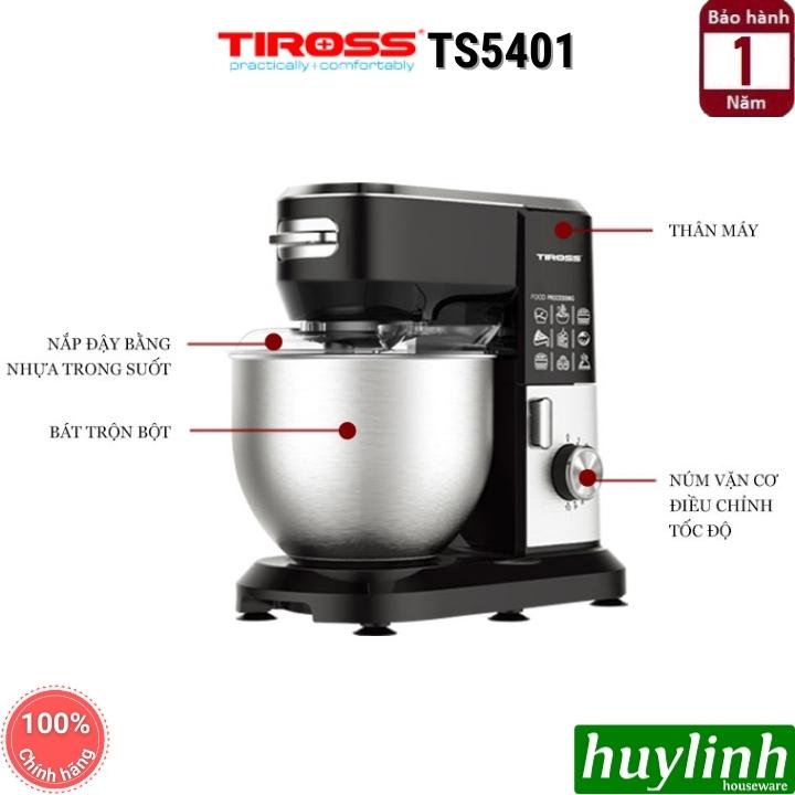 Máy đánh trứng trộn bột để bàn Tiross TS5401 - 6 lít - 1300W - Hàng chính hãng