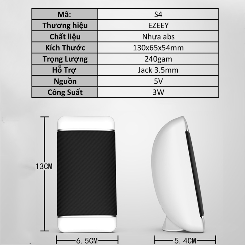 Loa Máy Vi Tính S4, Thiết Kế Sang Trọng, Âm Thanh Siêu Trầm, Cống Suất 3W