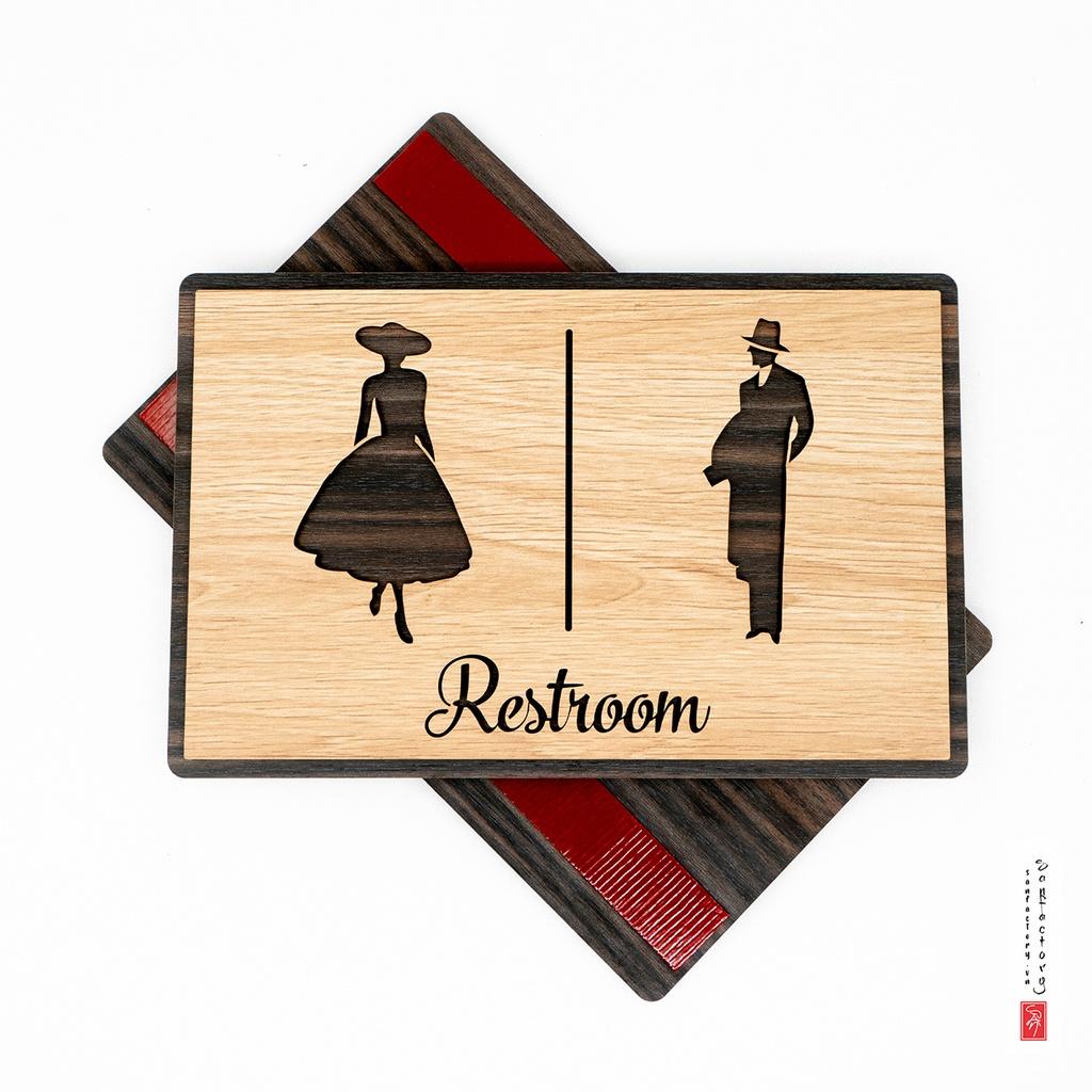 Bảng restroom vintage gỗ dán phòng vệ sinh SAN-TL02
