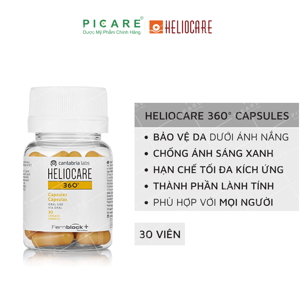 Viên Uống Chống Nắng Heliocare 360 Oral Hỗ Trợ Chống Ánh Sáng Xanh