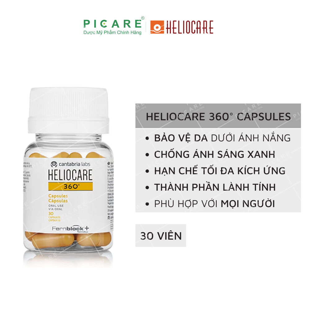 Viên Uống Chống Nắng Heliocare 360 Oral Hỗ Trợ Chống Ánh Sáng Xanh ( Hộp 30 Viên)