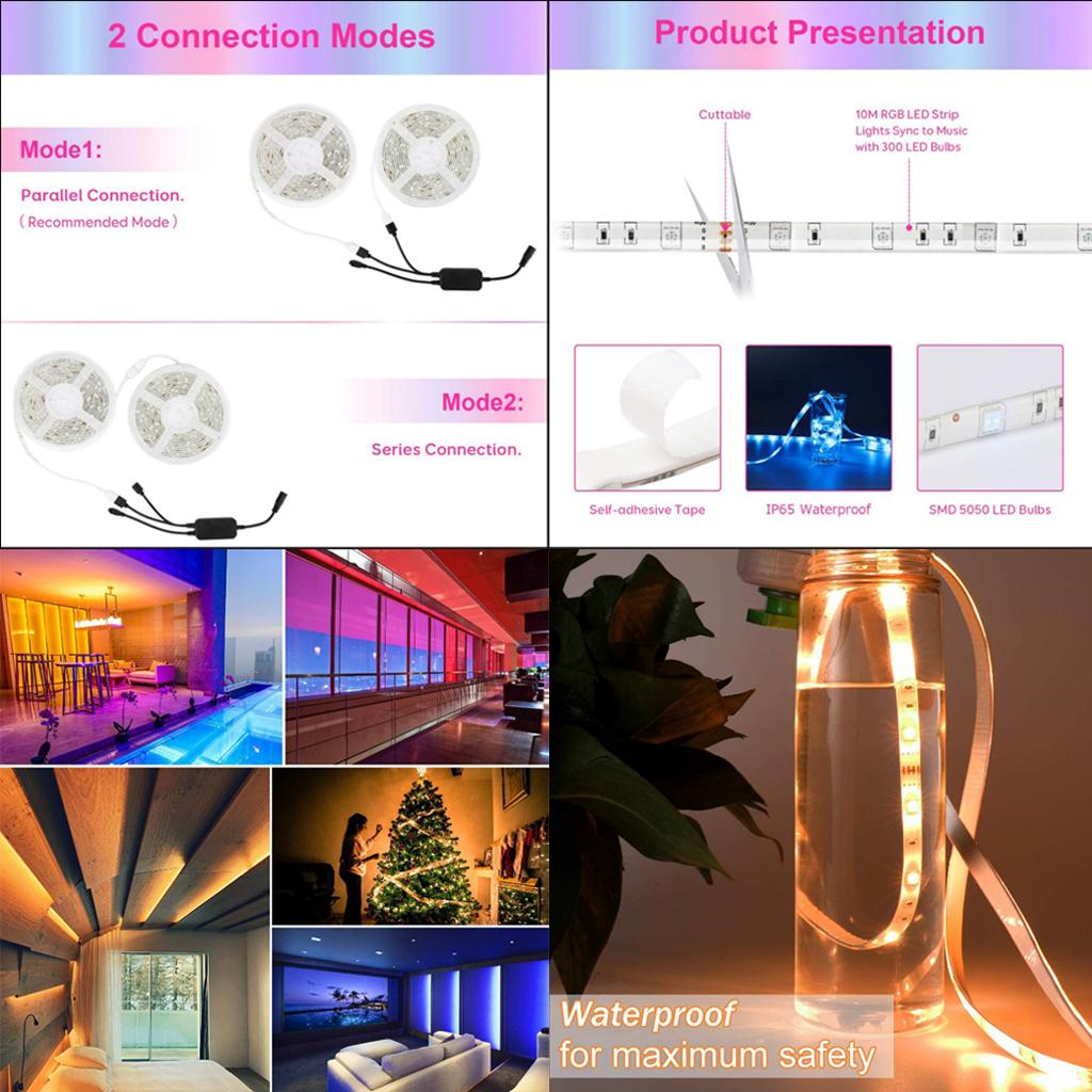10M 16 Colors RGB LED Strip Light With 300 LED Bulbs UK