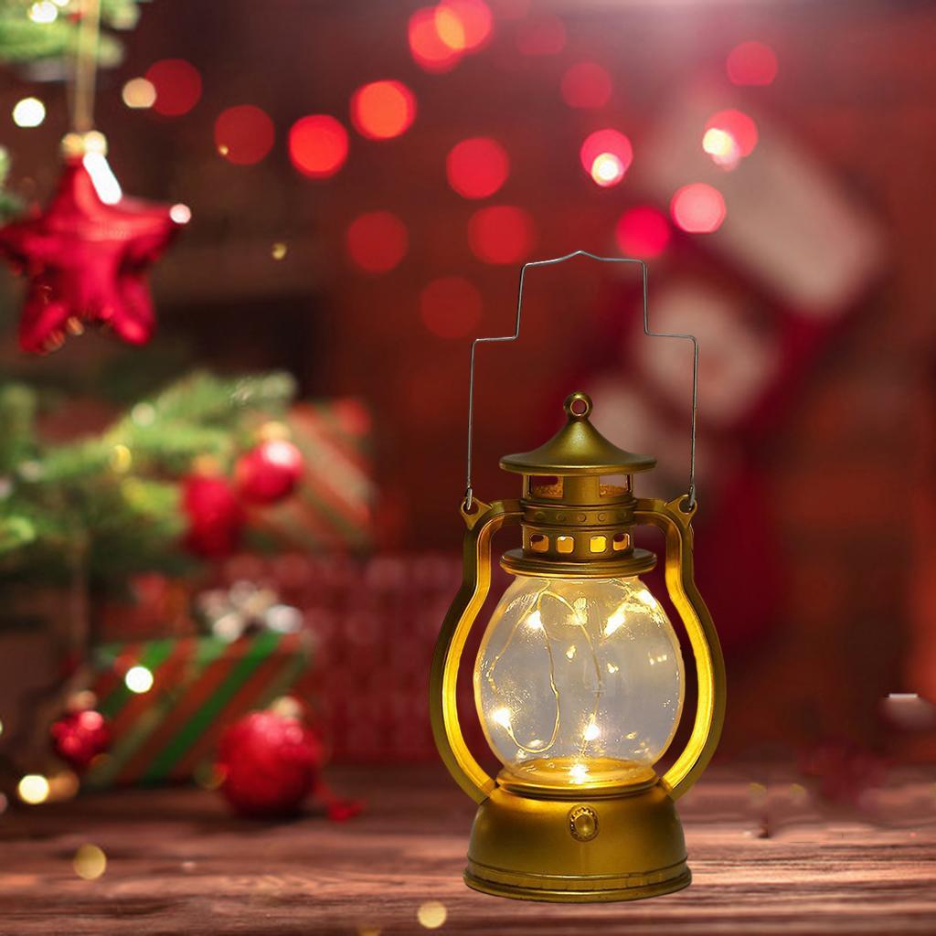 2Pcs Decorative Oil Lamp Christmas LED Lantern Lamp Hanging Lantern for Home