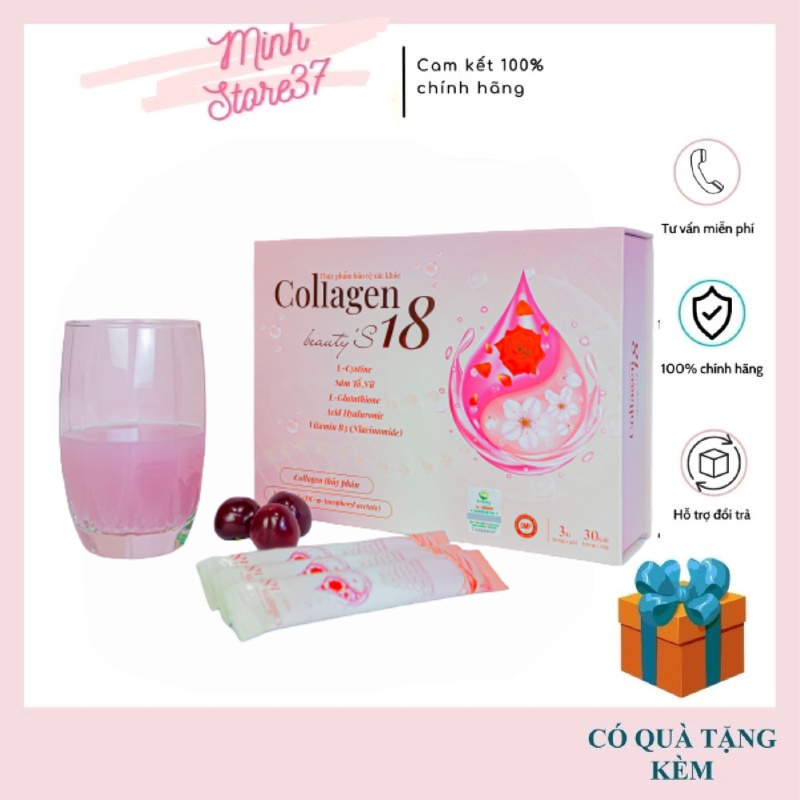 Collagen Beauty's 18 - Collagen Thanh Mộc Hương, Hỗ trợ dưỡng da, hỗ trợ tăng độ ẩm, tăng độ đàn hồi cho da