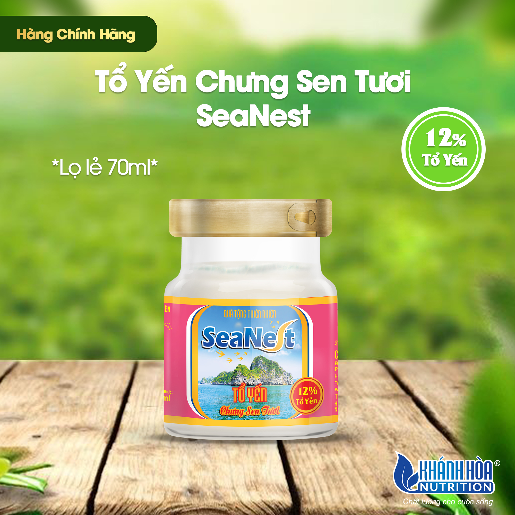 Tổ Yến Chưng Đường Phèn Sen Tươi Cao Cấp -Khánh Hòa Nutrition - Lọ 70 ML