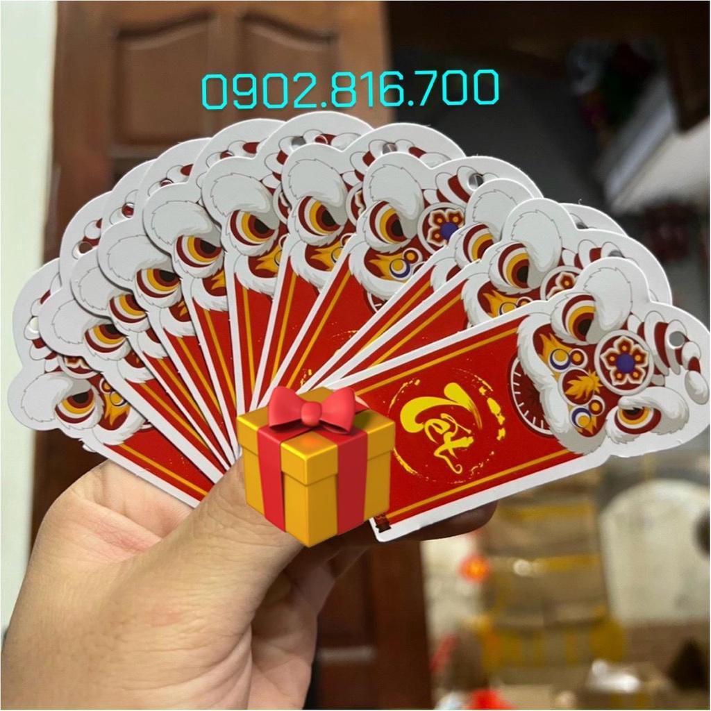 Set 5 Liễng hình lân in 2 mặt in đủ chữ treo cây mai đào tắc phụ kiện trang trí Decor TẾT năm mới