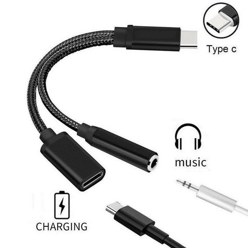 2 TRONG 1 Bộ Chuyển Đổi Âm Thanh Sạc Tai Nghe Cáp TYPE-C AUX Jack Headphone Cho Sét 3.5mm Tai Nghe Splitter -MKSHOP