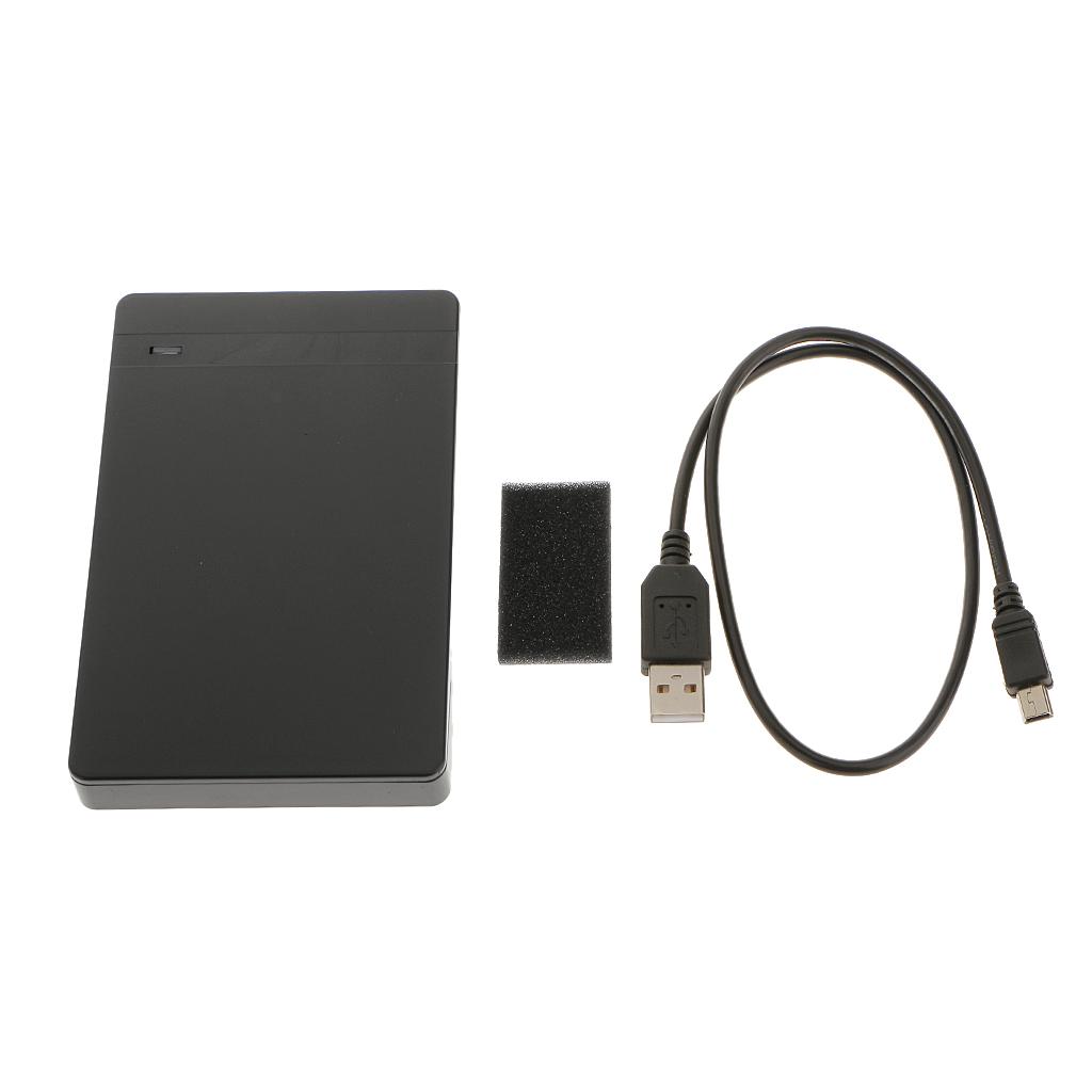 2.5inch Mini USB2.0 Aluminum SATA HDD Hard Drive External Enclosure Case Black