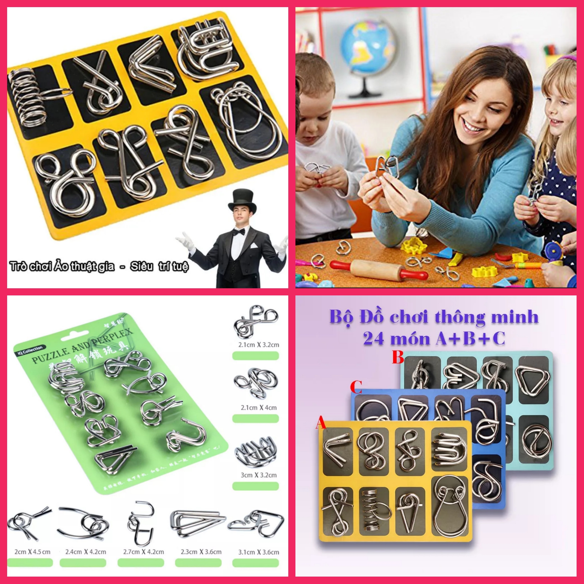 BỘ 3 HỘP MÓC KHÓA IQ TRÍ TUỆ PHÁT TRIỂN THÔNG MINH CHO BÉ HÀNG CHUẨN