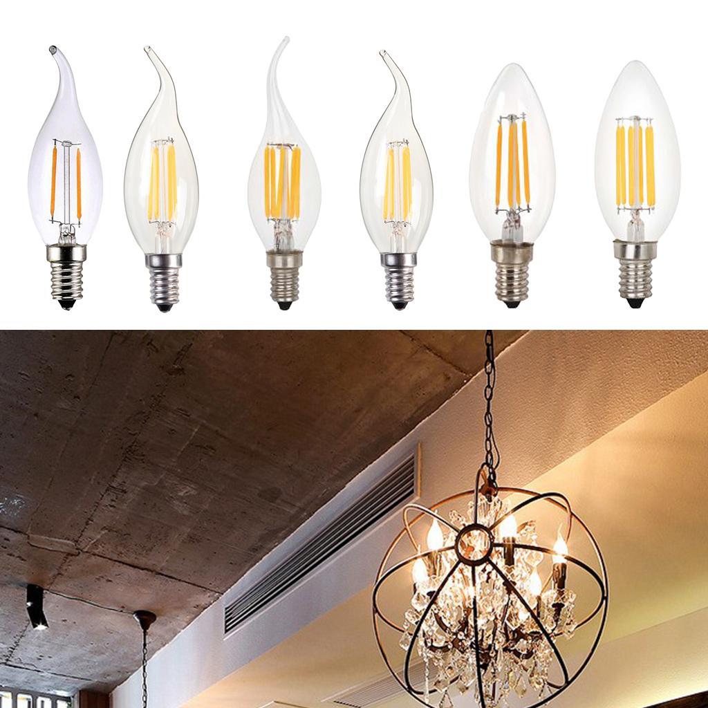 LED Filament Candle Light Bulb For Chandelier Ceiling Light A-Warm White 2W