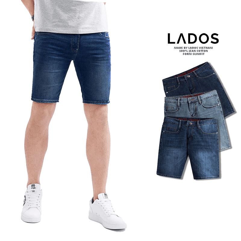 Quần short jeans nam cao cấp LADOS 4090 vải dày đẹp, không bay màu, năng động, dễ phối đồ