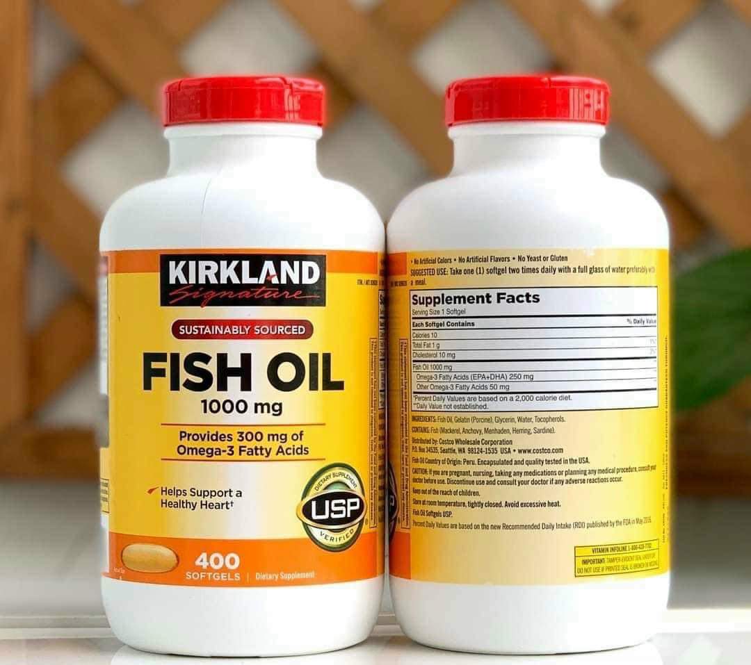 Omega 3 Mỹ Kirkland Signature Fish Oil 1000mg Hỗ trợ sức khỏe não bộ, hệ thần kinh, Tim mạch, Khớp, Bổ mắt, Làm đẹp da và Tăng sức khỏe tổng thể