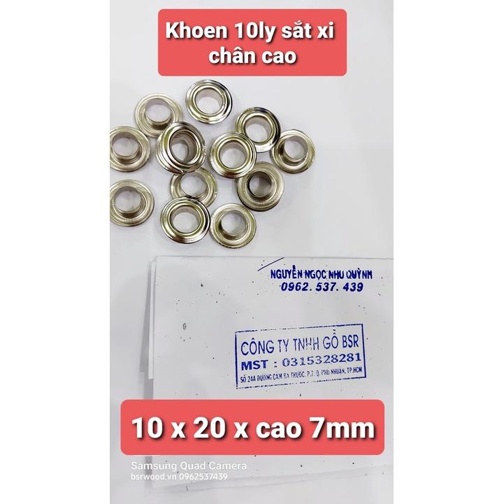 Khoen ore 10mm,14mm,16mm Chân cao 7mm Khuy mắt cáo chuyên đóng bạt, bấm giấy Bằng sắt xi màu bạc Túi 100 cái + long đền